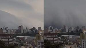 Nuvem "engole" Caxias do Sul e dia vira noite no Rio Grande do Sul